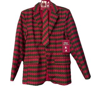 Suit Blazer & Tie Unisex Plaid Halloween Christmas Holiday Costume Small 34-36